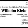 Klein Wilhelm 1918-1999 Todesanzeige